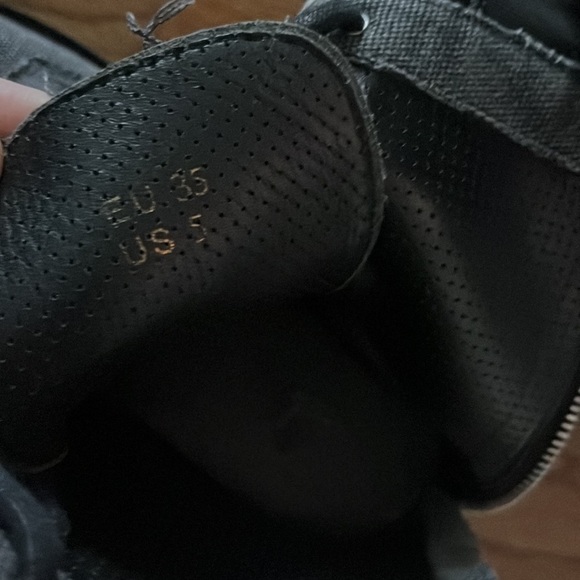 R13 Stack Dark Gray Canvas Platform Sole Lace Up Combat Boots Sz 35/5 $895 - Picture 5 of 5